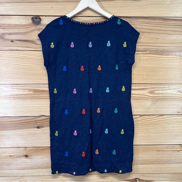 Boden Dress Pineapple Polly Embroidered Navy Blue 8P V-Neck Cap Sleeve B139 - Picture 9 of 12